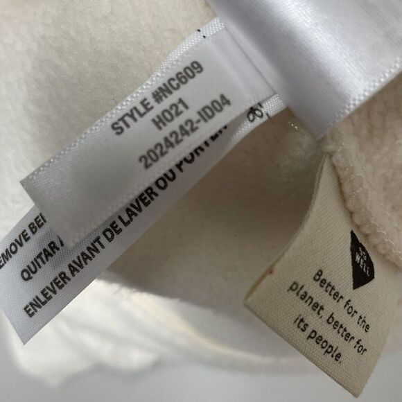 MADEWELL Womens Ivory Fleece Bubble-Sleeve Hoodie Sweatshirt EUC Pocket Cozy M - Picture 10 of 11